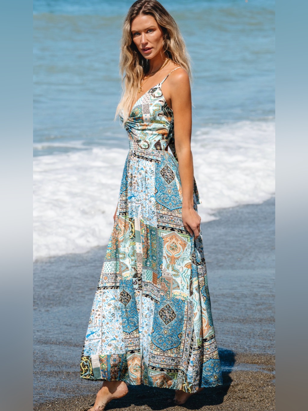 Paisley Patchwork Twist Front Keyhole Maxi Dress Sz Small & Lg Nwt!